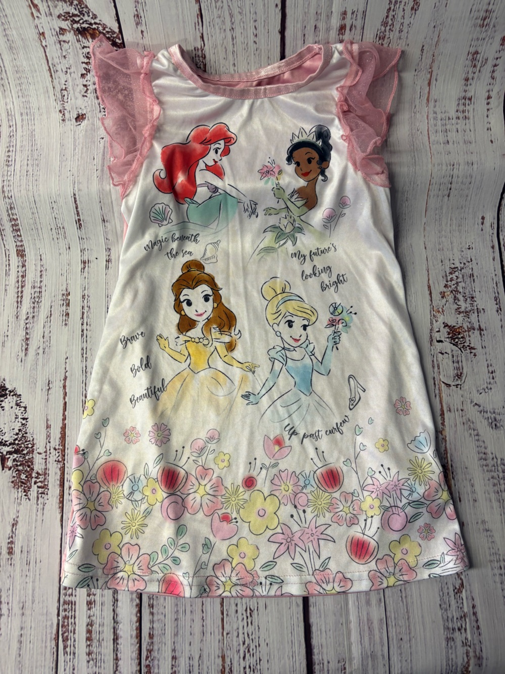 Disney Princess Pink and White Floral Nightdress for Girls